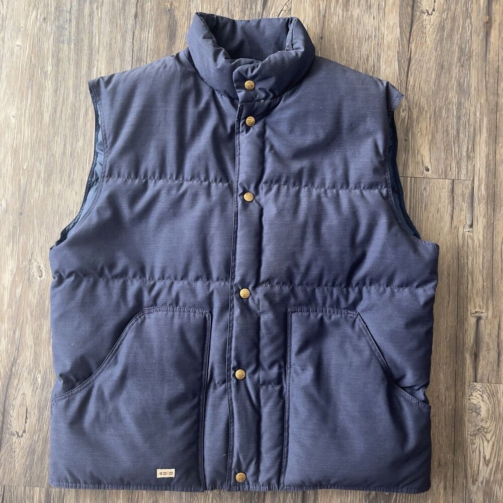 Vintage Solo Colorado Goose Down Puffer Vest Jacket Snap Button Men Large EUC